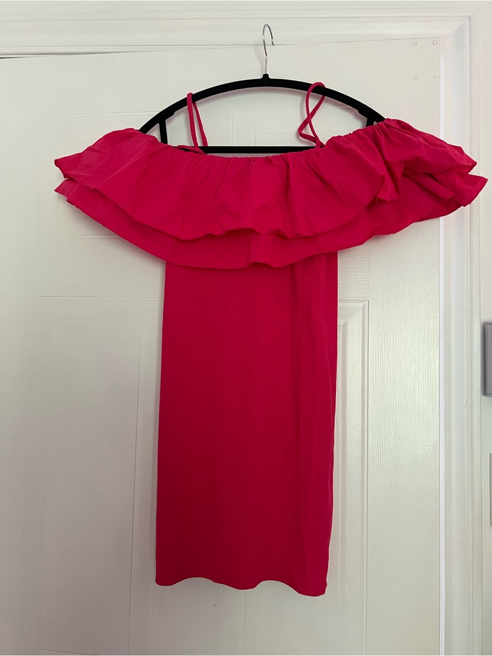 Zara Hot Pink Off-Shoulder Mini Dress